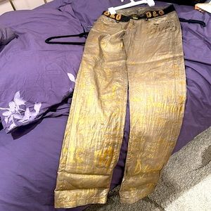 Vintage Dolce & Gabbana linen printed pants with sequin accents. Size 40